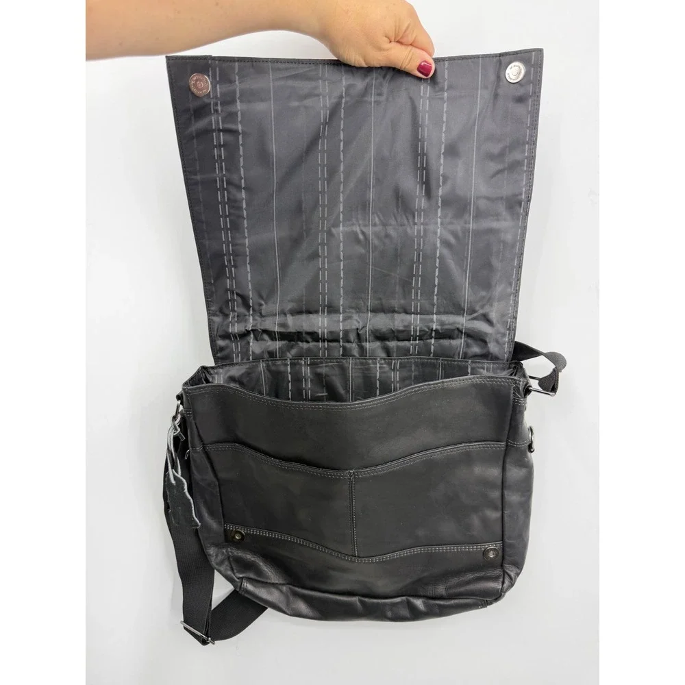 Kenneth Cole Reaction 527805 Messenger Bag Mens OS Black Leather Crossbody Flap